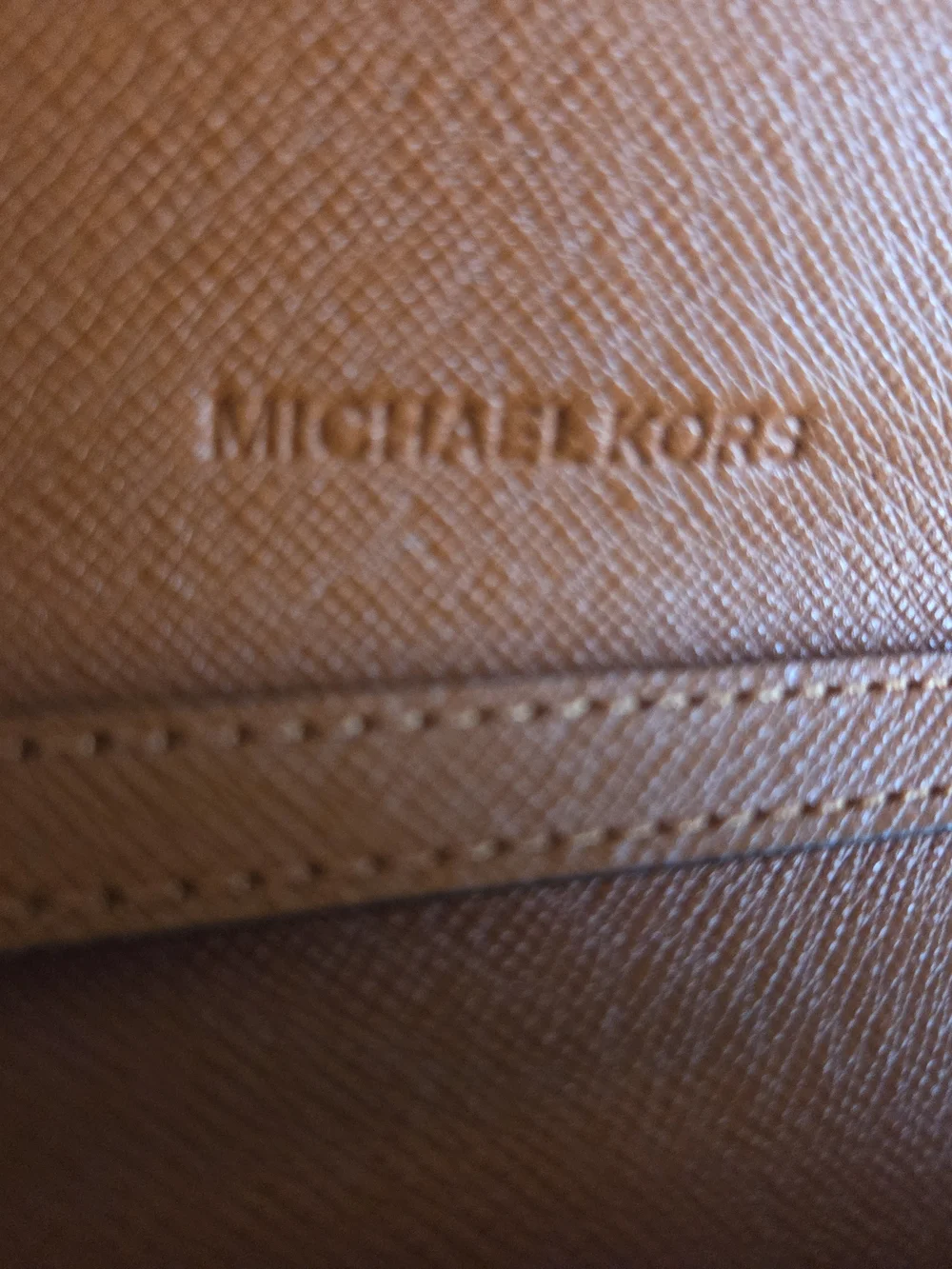 Michael Kors Brown Saffiano Leather Crossbody Wallet with Gold Chain